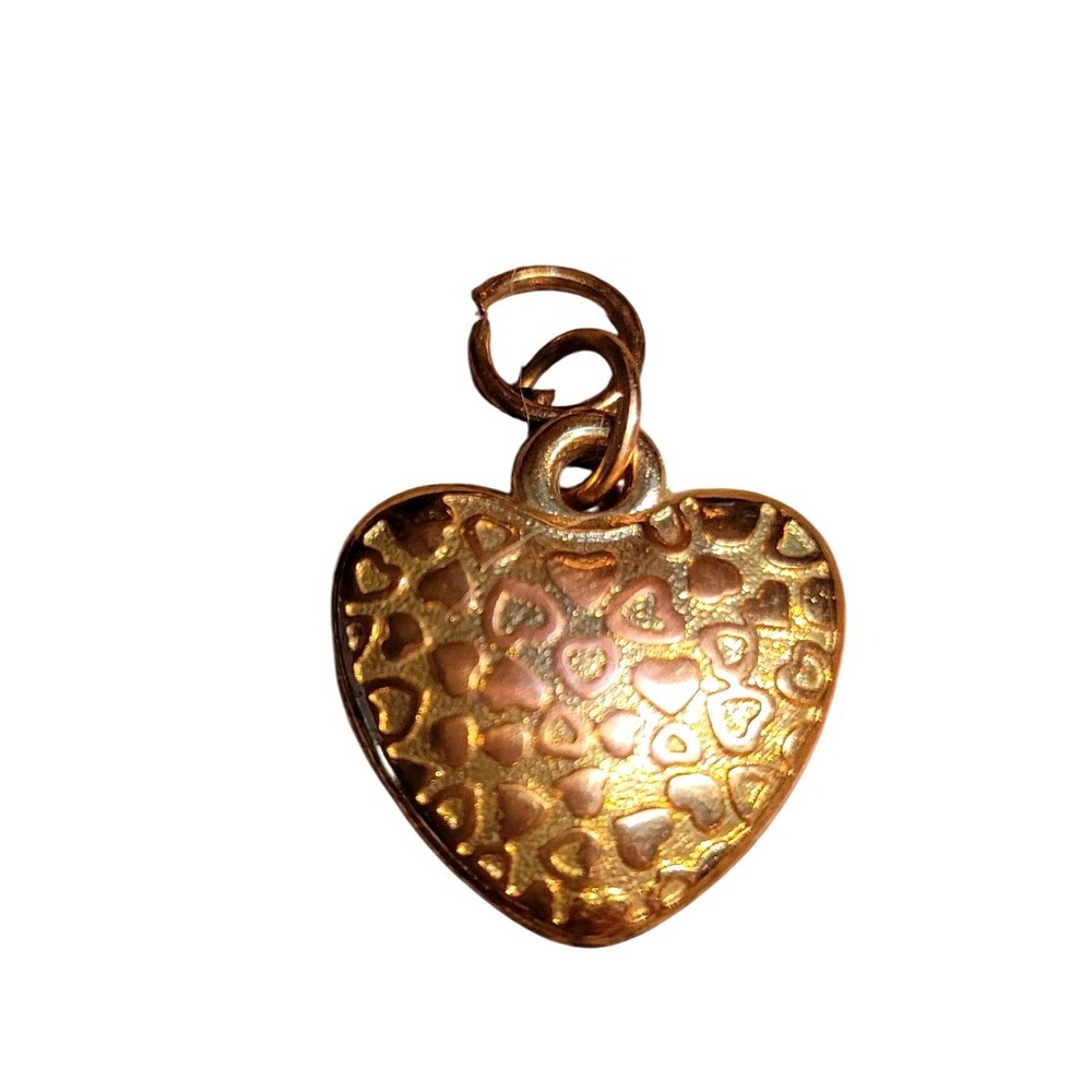 Antique Gold Heart‎ Charm Pendant Textured Heart Design Jewelry Making Supplies
